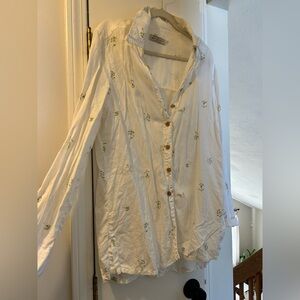 100% linen floral shirt